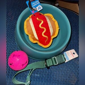 Boots & Barkley Teal Dog Collar Large - Dog bowl- Hotdog toy- treat ball